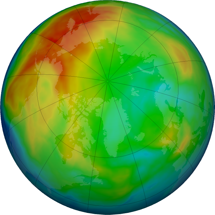 Arctic ozone map for 09 January 2023
